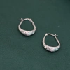APOTIE silver hammer-patterned large ear rings, retro and simple S925 earrings, fashionable and trendy accessories for daily commuting Specification image